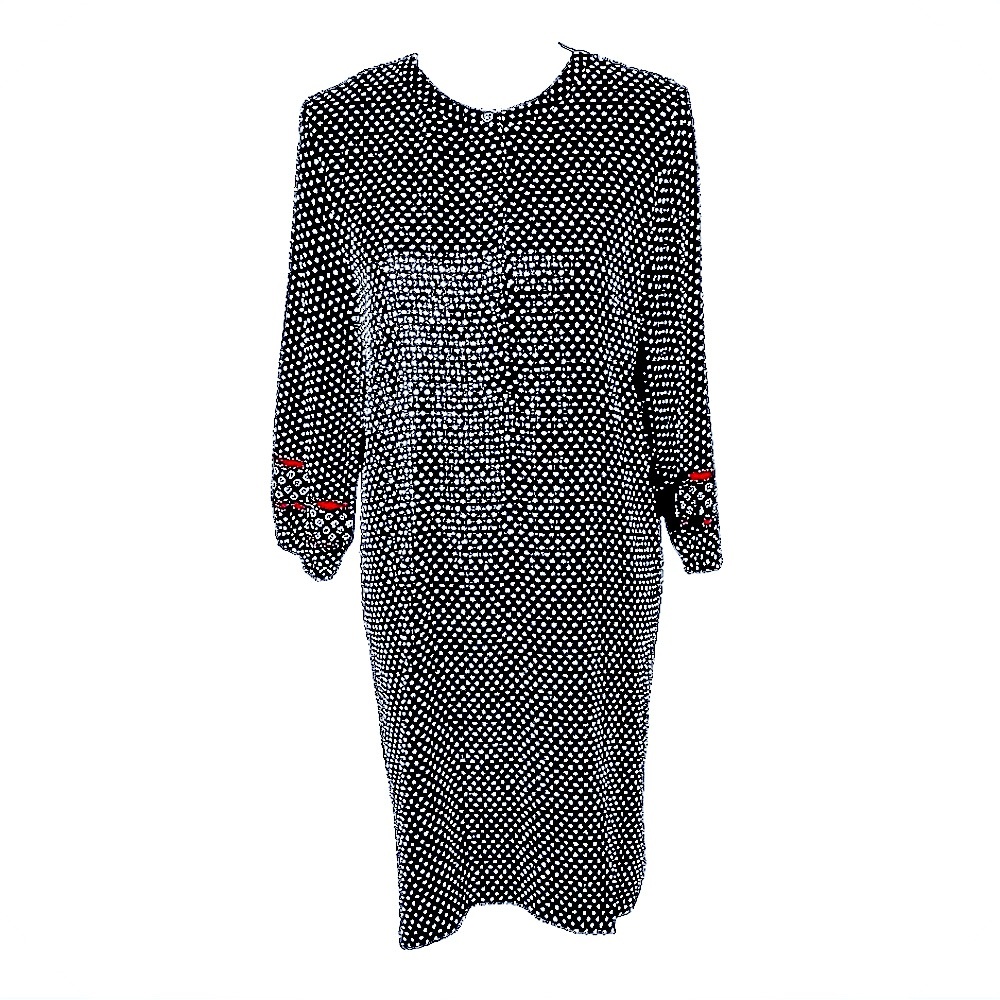 EUC LOFT BLACK AND RED POLKA DOT SHIFT DRESS